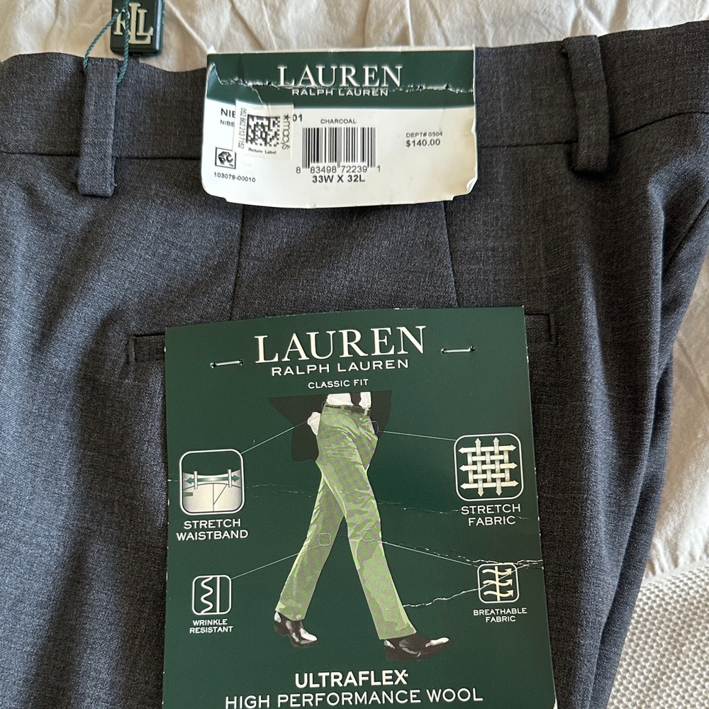 Ralph Lauren Charcoal Ultraflex Wool Trousers - Picture 2 of 7